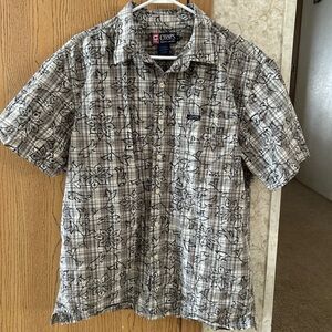 Vtg Chaps Ralph Lauren Shirt Mens Large Plaid Floral Short Sleeve Button Front